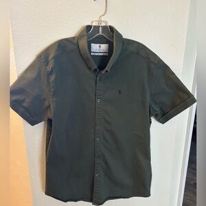 Men's Olive Green Father Sons Stretch Slim Fit Bodybuilder Shirt XXL